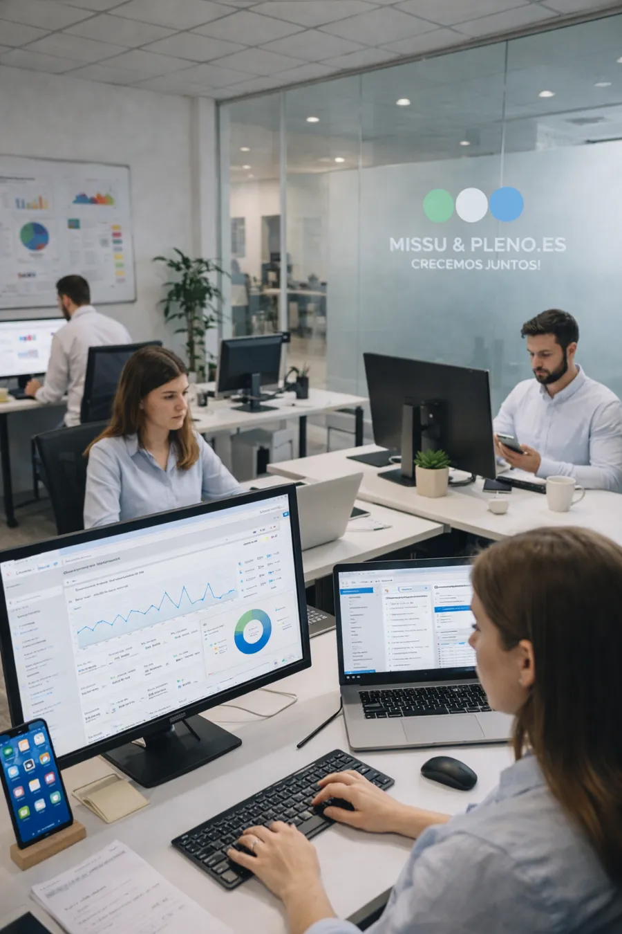 Equipo de Missu y Pleno en la oficina de Madrid